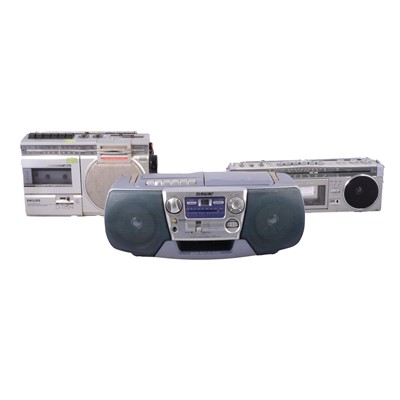 Lot 219 - Sanyo cassette player, Philips cassette player and a Sony CD/cassette player.