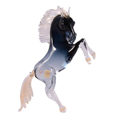 Lot 129 - Oscar Zanetti, a Murano glass sculpture of a rearing horse