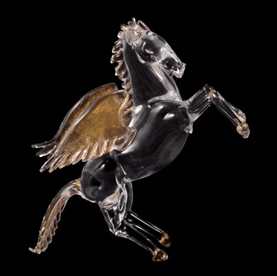 Lot 128 - Pino Signoretto, a Murano glass sculpture of a rearing winger horse 'Pegasus'