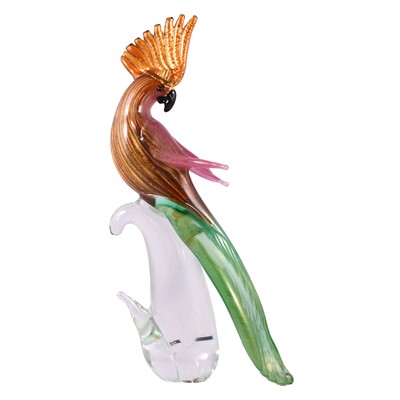 Lot 126 - Fornace Mian, a Murano glass Bird of Paradise/ Parrot