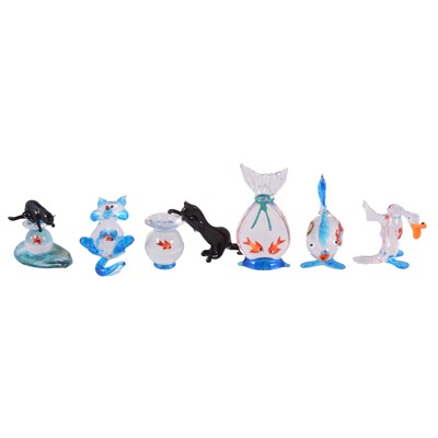 Lot 122 - Six small Murano glass novelty animal figurines