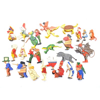 Lot 290 - Twenty-six Alice in Wonderland articulated wooden figures, possibly Talfourd