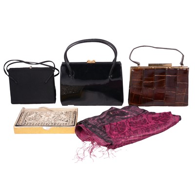 Lot 166 - Two handbags, two evening bags, shawl.