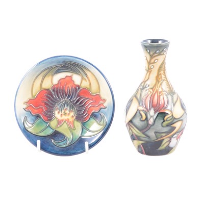 Lot 2 - Rachel Bishop and Nicola Slaney for Moorcroft Pottery - Prairie Summer vase and Anna Lily pin dish.