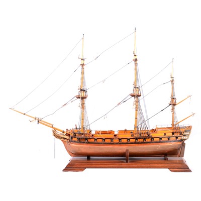 Lot 141 - Wooden model of a three-masted galleon