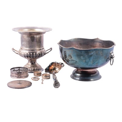 Lot 155 - A collection of silver, white metal and plated wares.