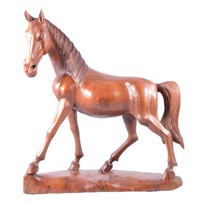 Lot 385 - Asian carved wood model of a horse