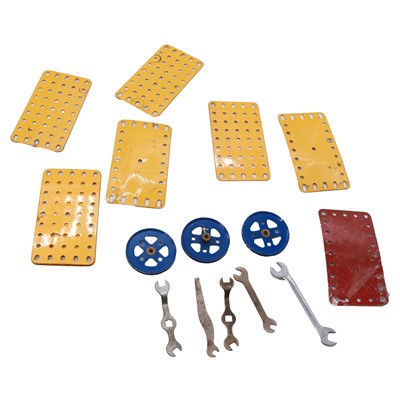 Lot 155 - Box of assorted Meccano, 1930s and 1960s