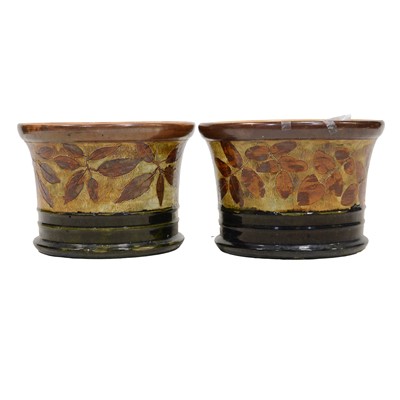 Lot 78 - Doulton Lambeth, a large pair of 'Autumn Fall' series jardinieres