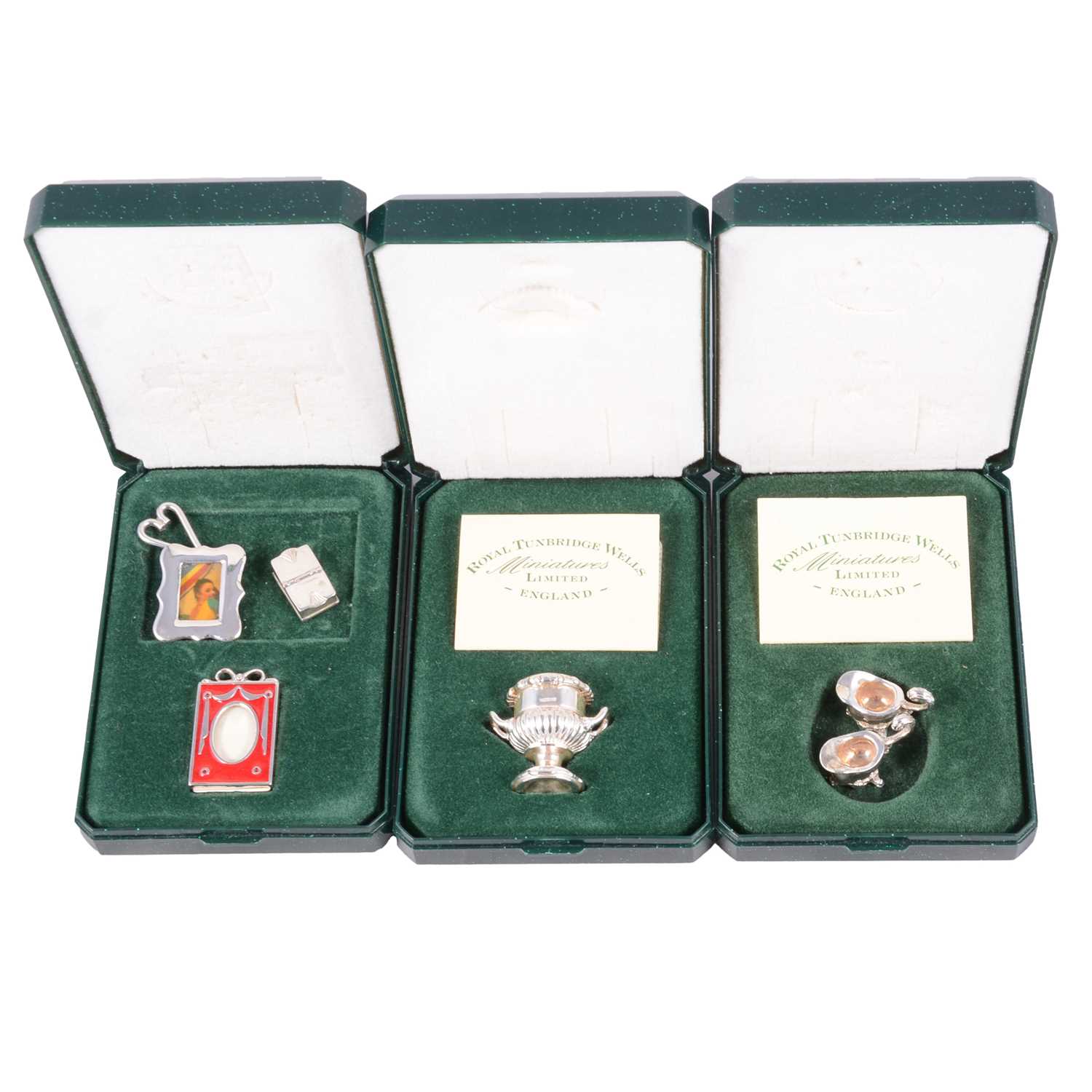 Lot 291 - Royal Tunbridge Wells silver miniatures