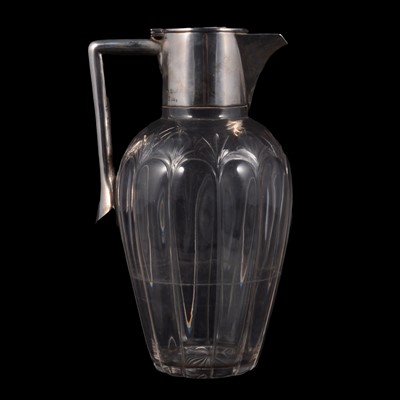 Lot 29 - George V cut glass claret jug with silver mount