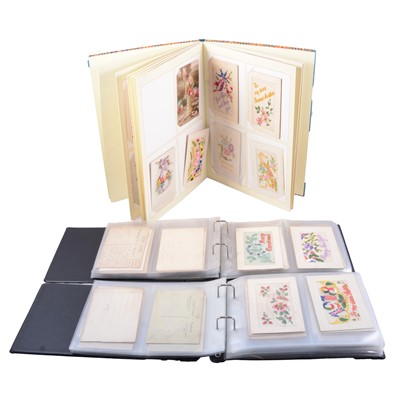 Lot 114 - Collection of approximately 120 embroidered silk greetings cards.