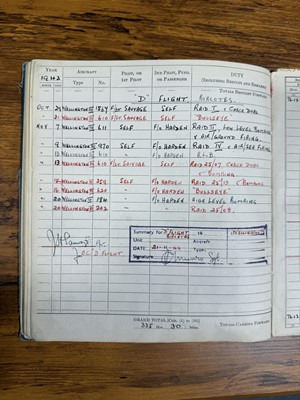 Lot 9 - Royal Canadian Airforce Pilot's Flying Log Book for Pilot Office John Arthur Campbell Munro