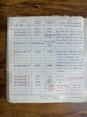 Lot 9 - Royal Canadian Airforce Pilot's Flying Log Book for Pilot Office John Arthur Campbell Munro
