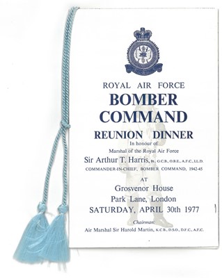 Lot 17 - Royal Air Force Bomber Command Reunion Dinner signed menu