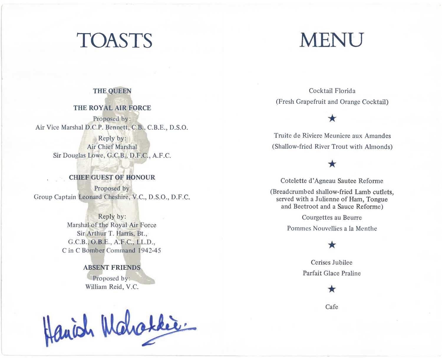 Lot 18 - Royal Air Force Bomber Command Reunion Dinner
