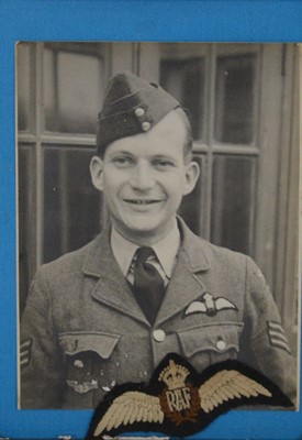 Lot 24 - Dambusters / 617 Squadron interest; Geoffrey Rice casualty letter and photograph with RAF cloth wings