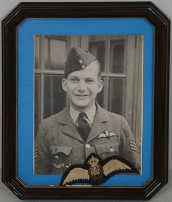Lot 24 - Dambusters / 617 Squadron interest; Geoffrey Rice casualty letter and photograph with RAF cloth wings