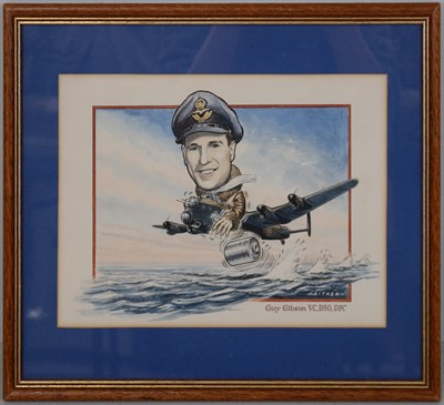 Lot 33 - Ken Aitken, Guy Gibson, VC, DSO, DFC, watercolour
