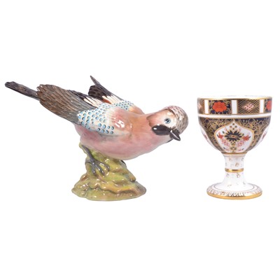 Lot 8 - Royal Crown Derby Imari pattern goblet and Beswick Jay.