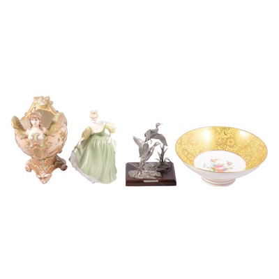 Lot 67 - Austrian ceramic figural centre bowl, Victorian teaset, etc