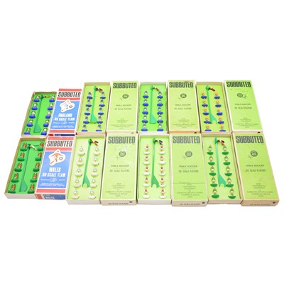 Lot 306 - Fifteen Subbuteo table football teams, boxed, with interchangeable goalkeepers and fence