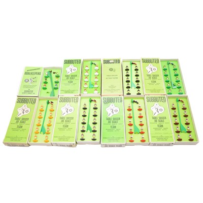 Lot 306 - Fifteen Subbuteo table football teams, boxed, with interchangeable goalkeepers and fence