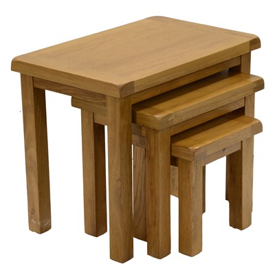 Lot 392 - Modern light oak nest of three tables