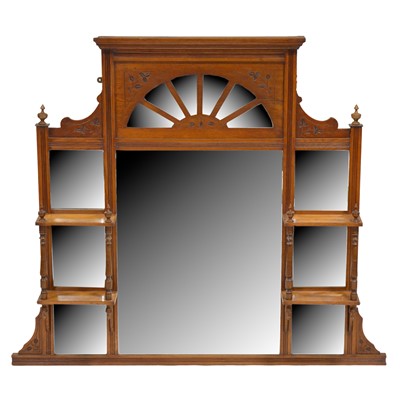 Lot 278 - Victorian walnut overmantel mirror