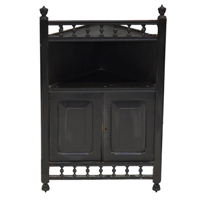 Lot 357 - Victorian ebonised hanging corner cupboard