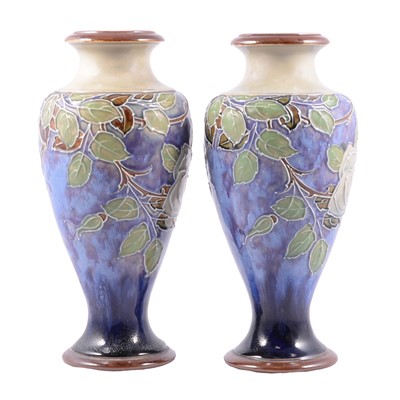 Lot 60 - A pair of Doulton stoneware vases