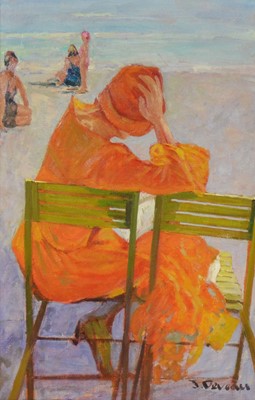 Lot 347 - Jacques Deveau, Lady seated at the beach