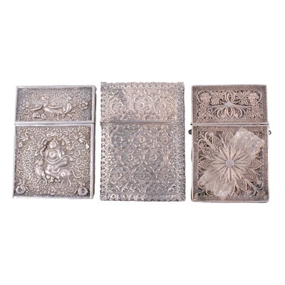 Lot 282 - Three white metal or plated card cases