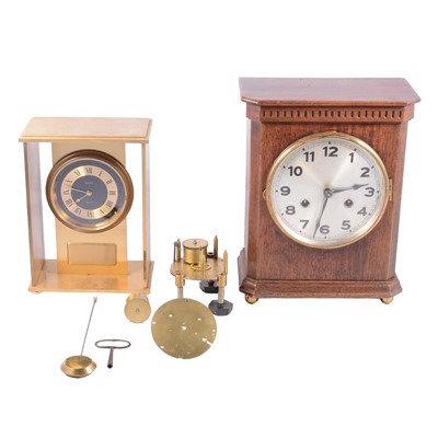 Lot 152 - Swiza gilt metal mantel clock, and other clock parts and spares