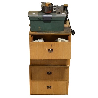 Lot 422 - Modellers lather, clock makers lathe, lathe accessories and a bench grinder