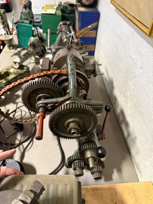 Lot 422 - Modellers lather, clock makers lathe, lathe accessories and a bench grinder