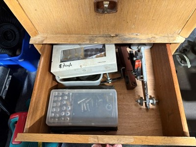 Lot 422 - Modellers lather, clock makers lathe, lathe accessories and a bench grinder