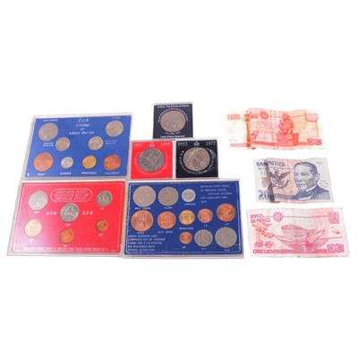 Lot 256 - Collection of British and worldwide coins and bank notes, some silver content.