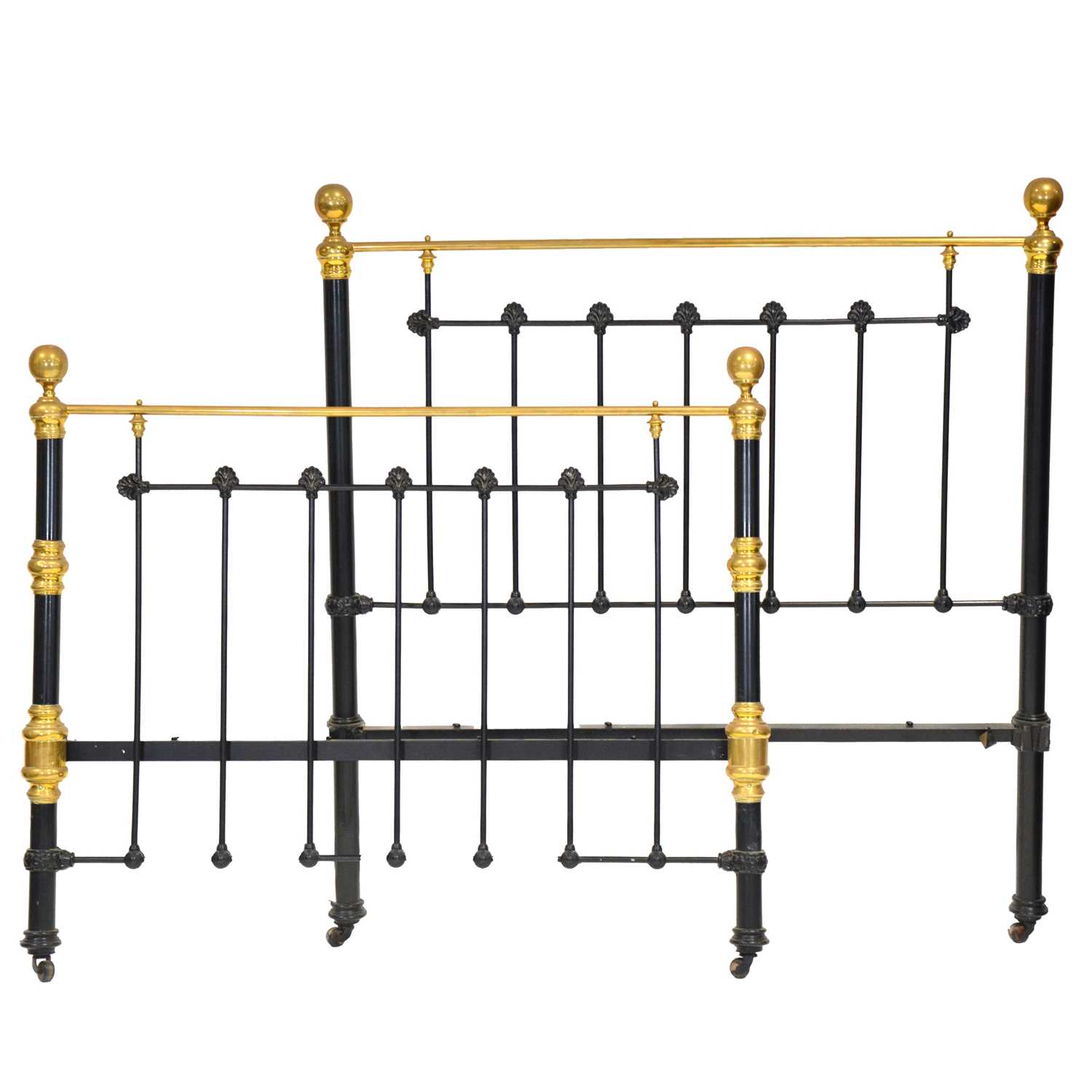 Lot 284 - Victorian brass and cast iron double bed frame
