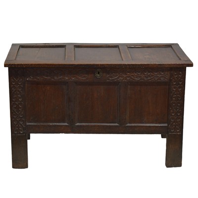 Lot 465 - Joined oak coffer, 18th Century