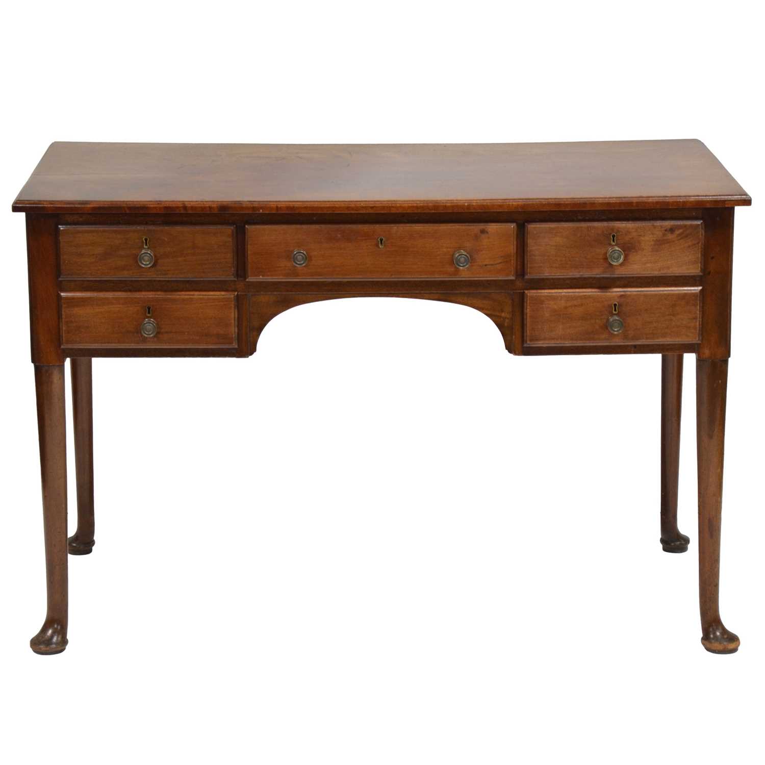 Lot 318 - Mahogany dressing table, Georgian style stool, and mahogany toilet mirror