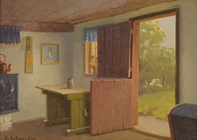 Lot 331 - Emil Schneider, Interior of a farmhouse.