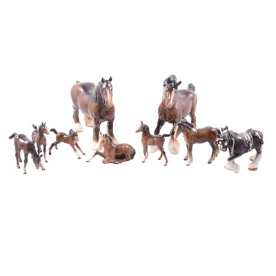 Lot 87 - Six Beswick horses, to include shires horses,...