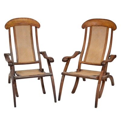 Lot 431 - Pair of mahogany campaign chairs