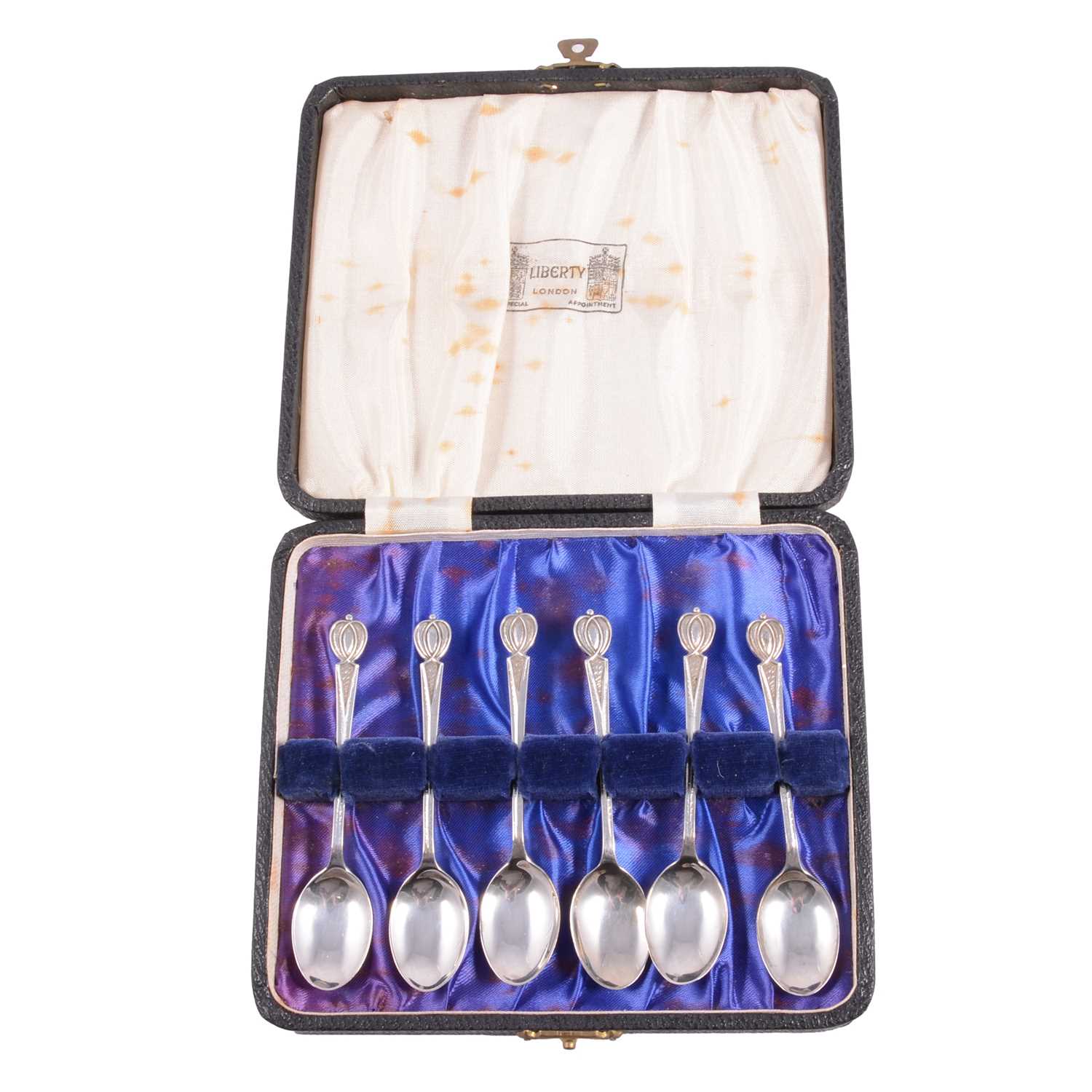 Lot 178 - Set of six silver coffee spoons, Liberty & Co Ltd, Birmingham 1953.