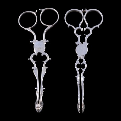 Lot 294 - Two pairs of silver scissor sugar nips