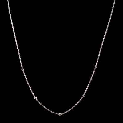 Lot 364 - Three 9 carat white gold fancy chain necklaces.