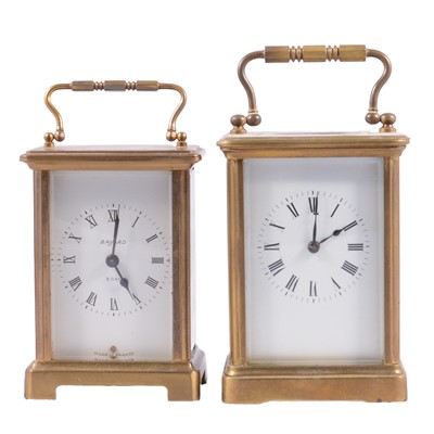 Lot 163 - A twin train wall clock, a Bayard brass finish timepiece, a brass French timepiece.