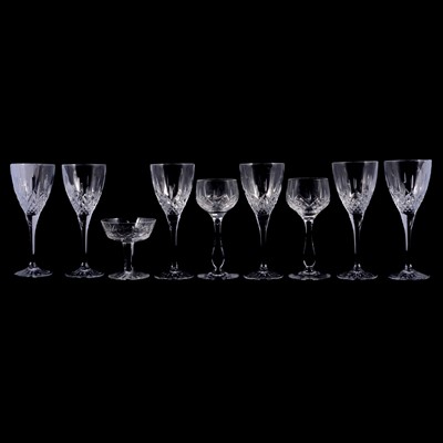 Lot 78 - Set of six crystal wine glasses, two hock and a champagne saucer.