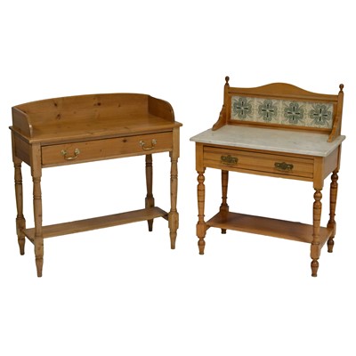 Lot 442 - Victorian satin walnut washstand and a modern pine washstand